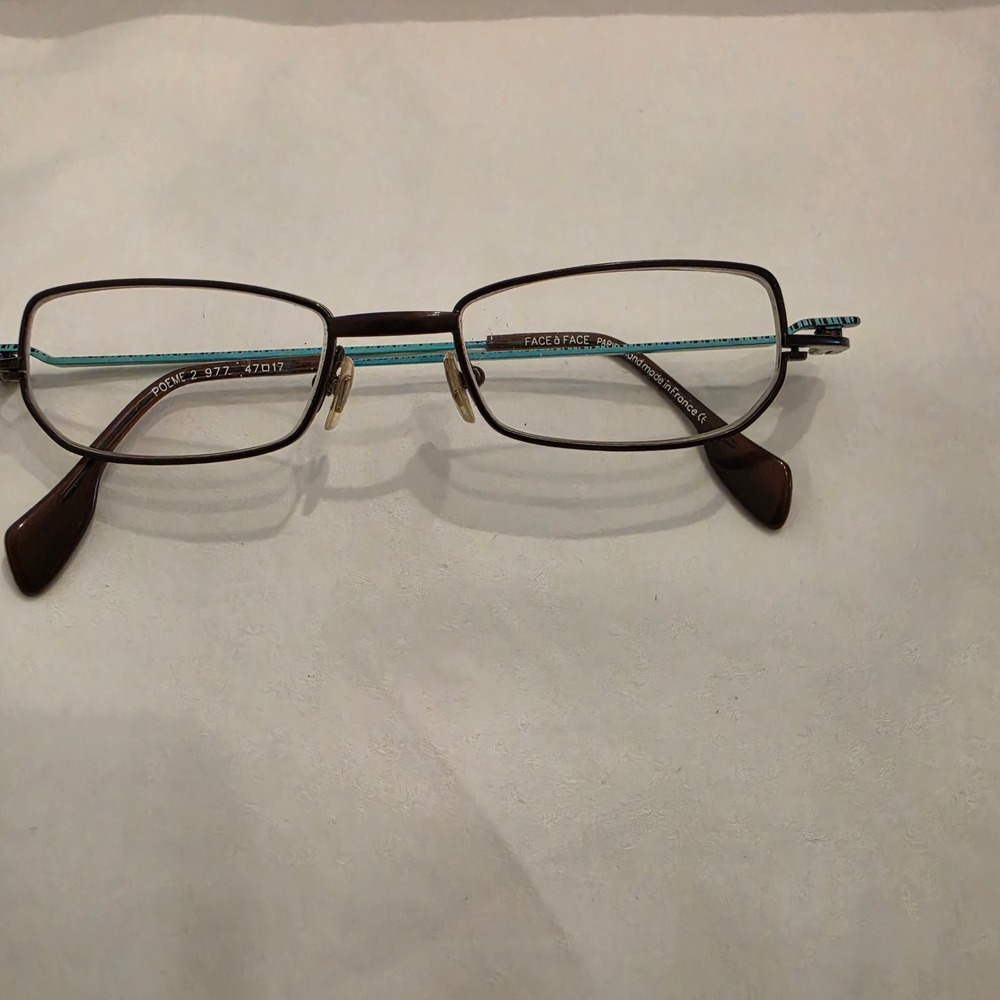 Face a Face Paris Eyeglasses Poeme 2 977 Brown Blue 47-17 France Excellent